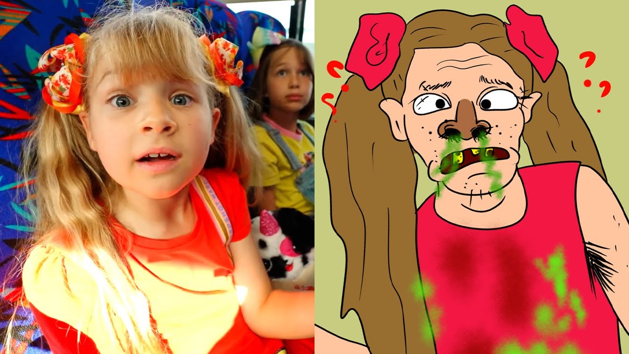 Diana and Roma teach School bus rules with friends | Funny Drawing Meme Cartoon Collection