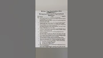 MCOM Management Concepts & organisational behaviour MCOB previous year paper I 101 #mcom #commerce