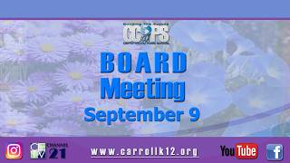 CCPS Board of Education Meeting Sept. 9, 2026