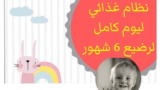 نظام غذائي صحي ومتكامل لرضيع 6 أشهر ليوم كامل فطور / غذاء / عشاء Baby food