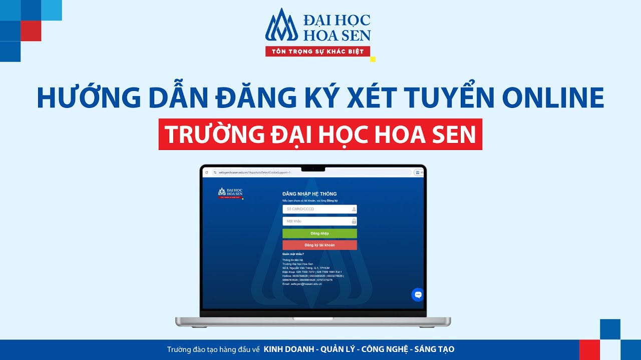 Hướng Dẫn Đăng Ký Xét Tuyển Online Đại Học Hoa Sen | Trang xettuyen.hoasen - youtube