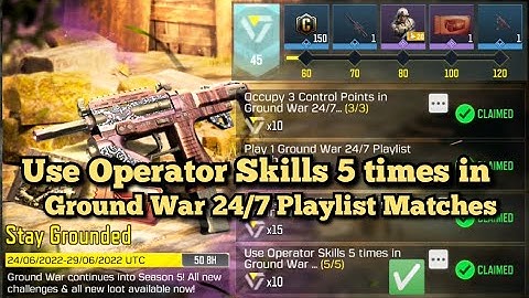 Call Of Duty Mobile Use Operator Skills 5 times in Ground War 24/7 Playlist Matches Task Complete