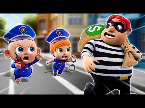 Baby Police Officer Chase Thief 🚓👮 Bad Guy Go Away | Police Cartoon & Kids Songs | JACK & SKYE