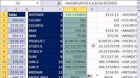 Excel 2010 Magic Trick 661: AGGREGATE function Contains 19 different functions