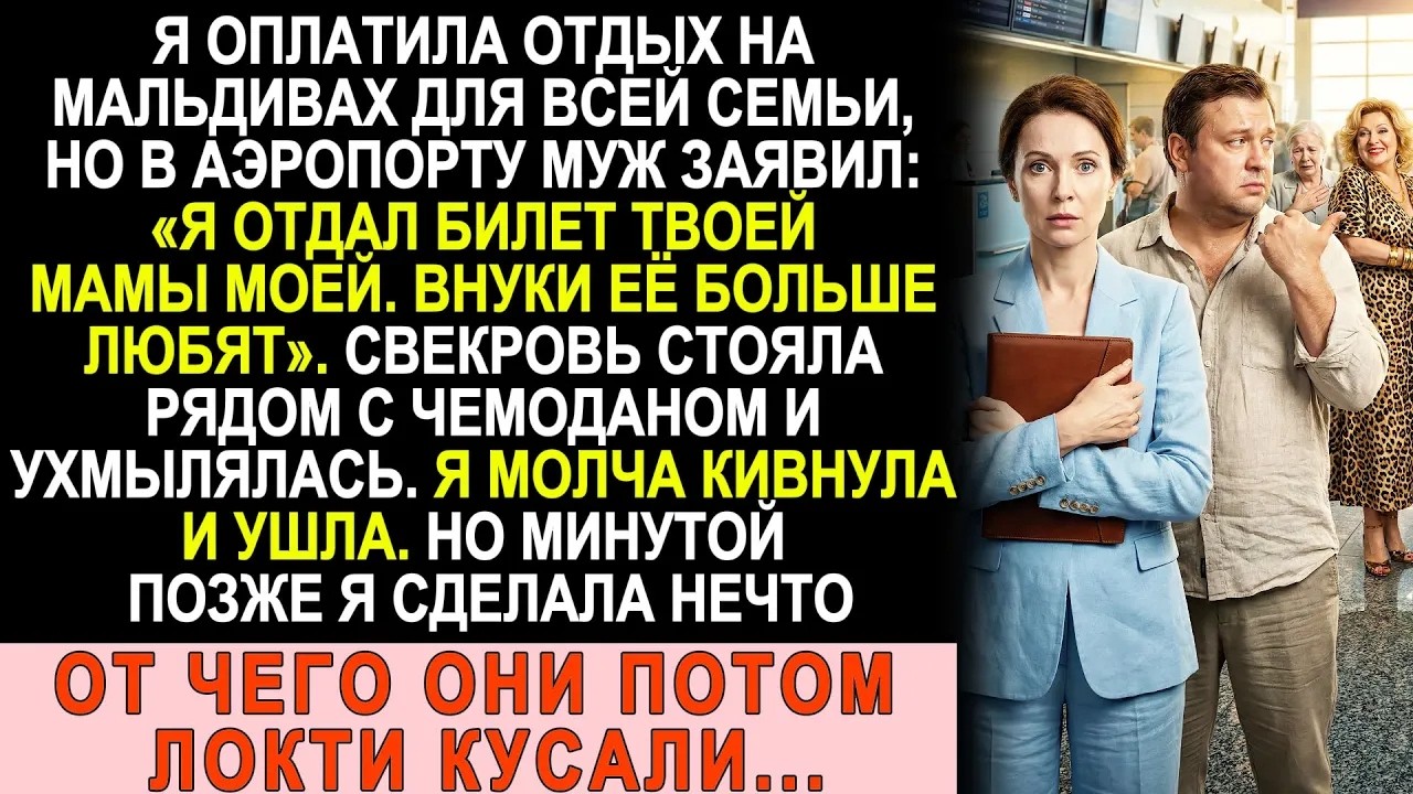 «Отдал твой билет моей маме, внуки её больше любят!»   заявил муж  А через 8 часов рыдал в труб