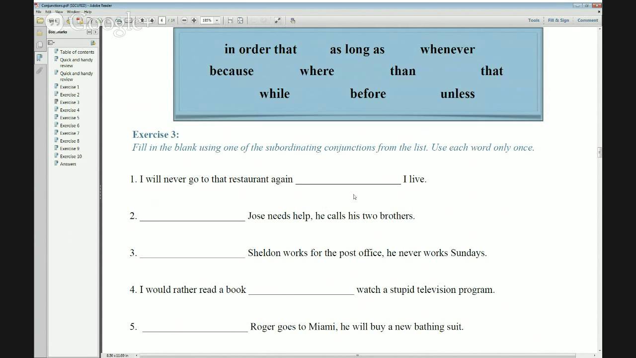 grammar-practice-worksheets-conjunctions-continued-youtube