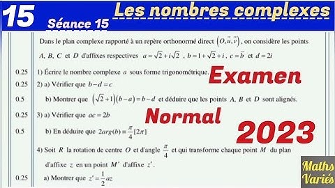 Les nombres complexes. séance 15. 2Bac sciences. correction d