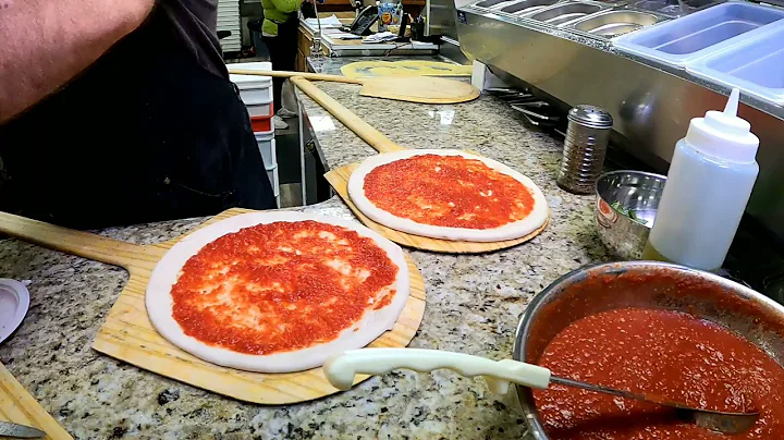 Making 2 Margherita Wood Fired Pizzas at Gus Franc...