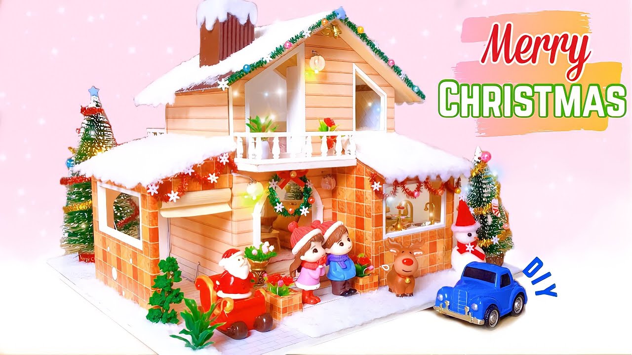 DIY Miniature Dollhouse Kit  Christmas Patio, plays Jingle Bells