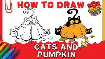 How To DRAW A BLACK CAT POPPING OUT OF PUMPKIN | CUTE HALLOWEEN ART | EASY STEP BY STEP DRAWING