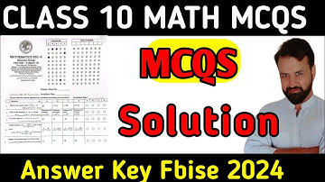 Class 10 Math Objective Solution 2024 Exams Fbise| 10th Math Mcqs Solution | Answer Key Math