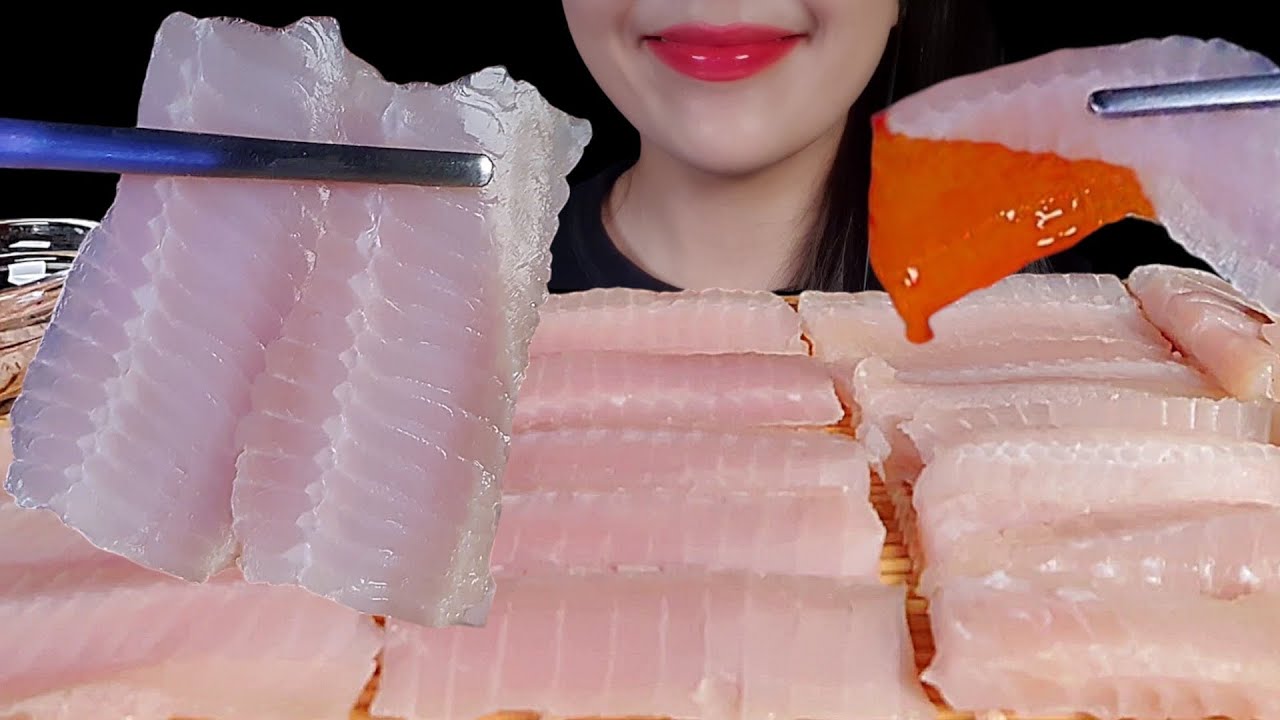 ферментированный скат Кусочки скатовой рыбы Сашими Звуки еды ✨🐟 задача мукбанг АСМР кулинарное шоу