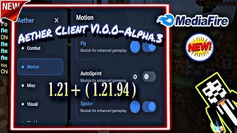 New | Aether Client V1.0.0-Alpha.3 For MCPE 1.21.94 | Minecraft PE Op Hack Client 2025