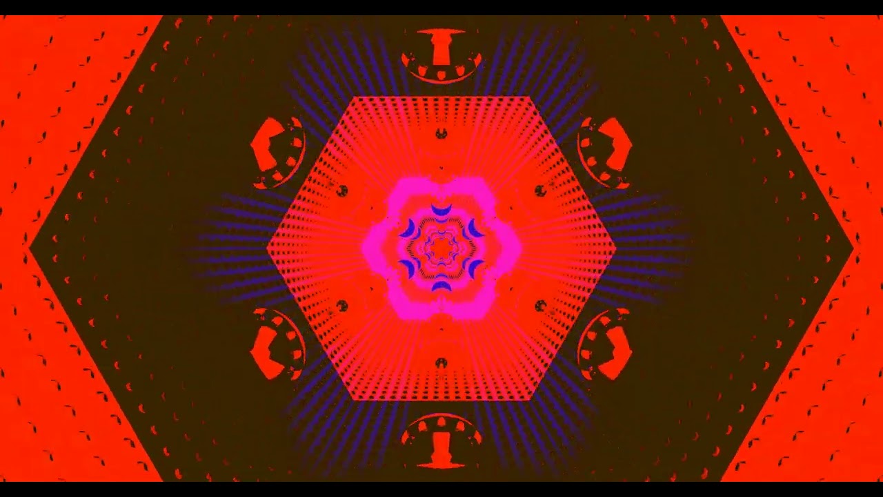 10 hours Neon Tunnel Pink Red Kaleidoscope Screensaver 4K UHD 60fps VJ Loop