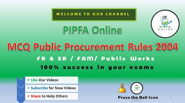 MCQ on PPRA Public Procurement Rules 2004 PIPFA Online  NTS Test PPSC FPSC Test