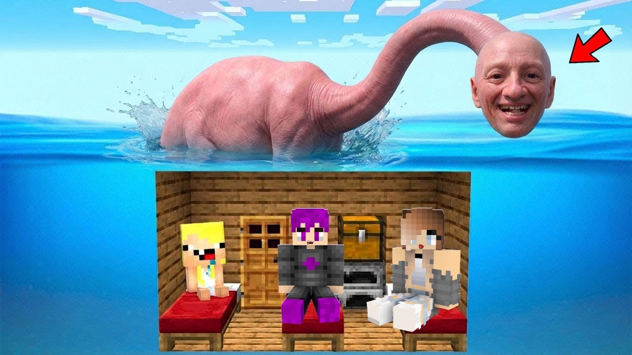 ماين كرافت : بنينا منزل أمن تحت البحرعشان نواجه ذي الرأس البشري الديناصور رعب الأعماق ! 🌊🔥