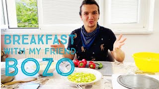 Breakfast with Bozo || Turkish breakfast || Turkish Menemen ||Turkish Black Tea | Music with Baglama