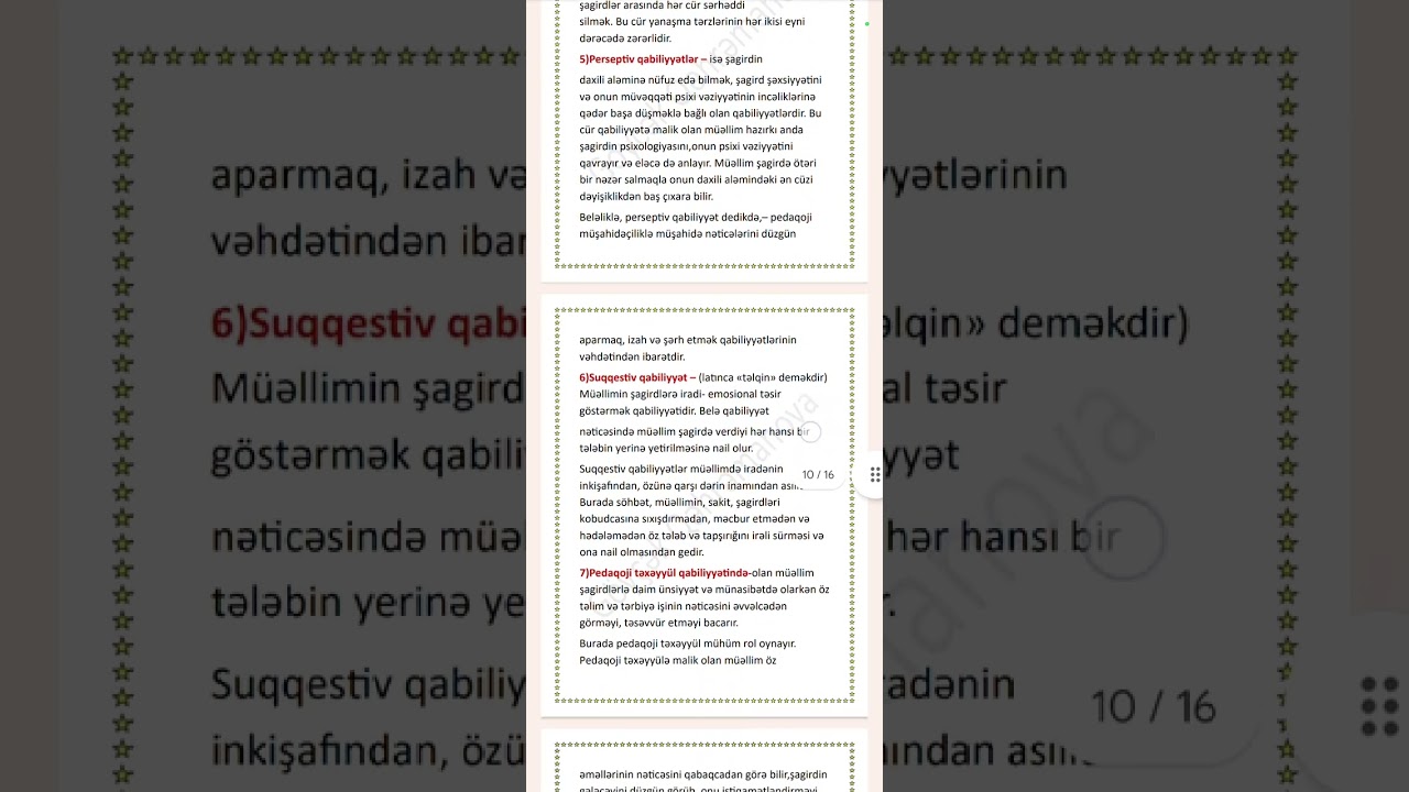 Mövzu 15.Müəllimin qabiliyyət və bacarıqları.📌Əlaqə/077-549-66-15