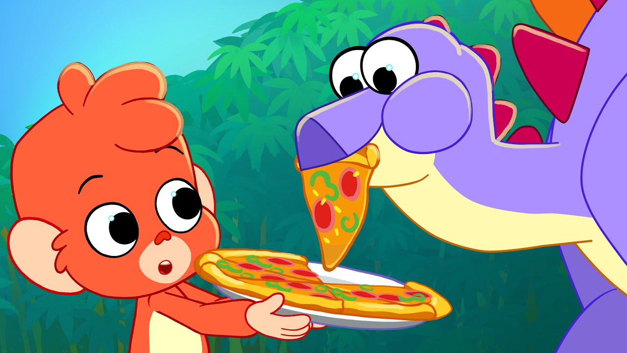 Pizzasaurus  Club Baboo funny dinosaur video  Stegosaurus eats pizza  T Rex Spinosaurs and more