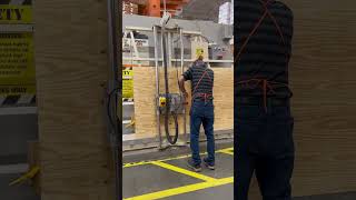 Cutting a board at Home Depot