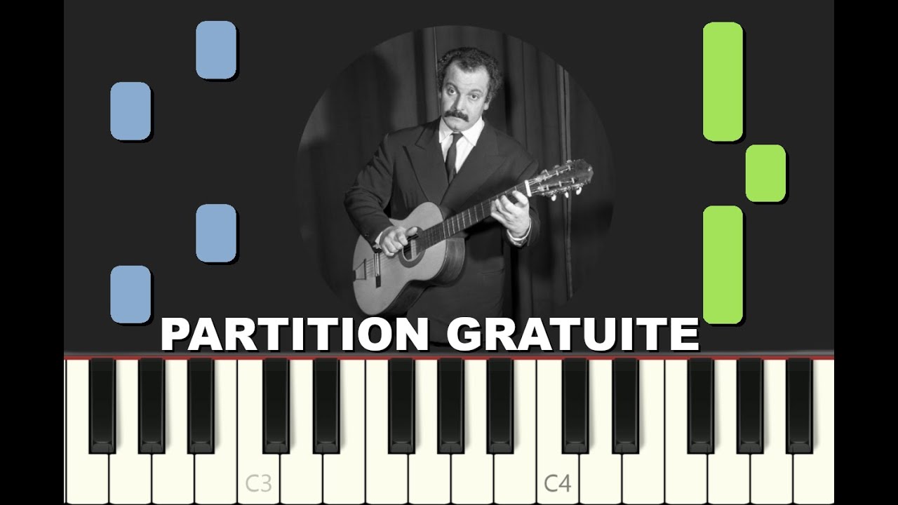 LES COPAINS D'ABORD, Brassens, Piano Tutorial avec Partition Gratuite