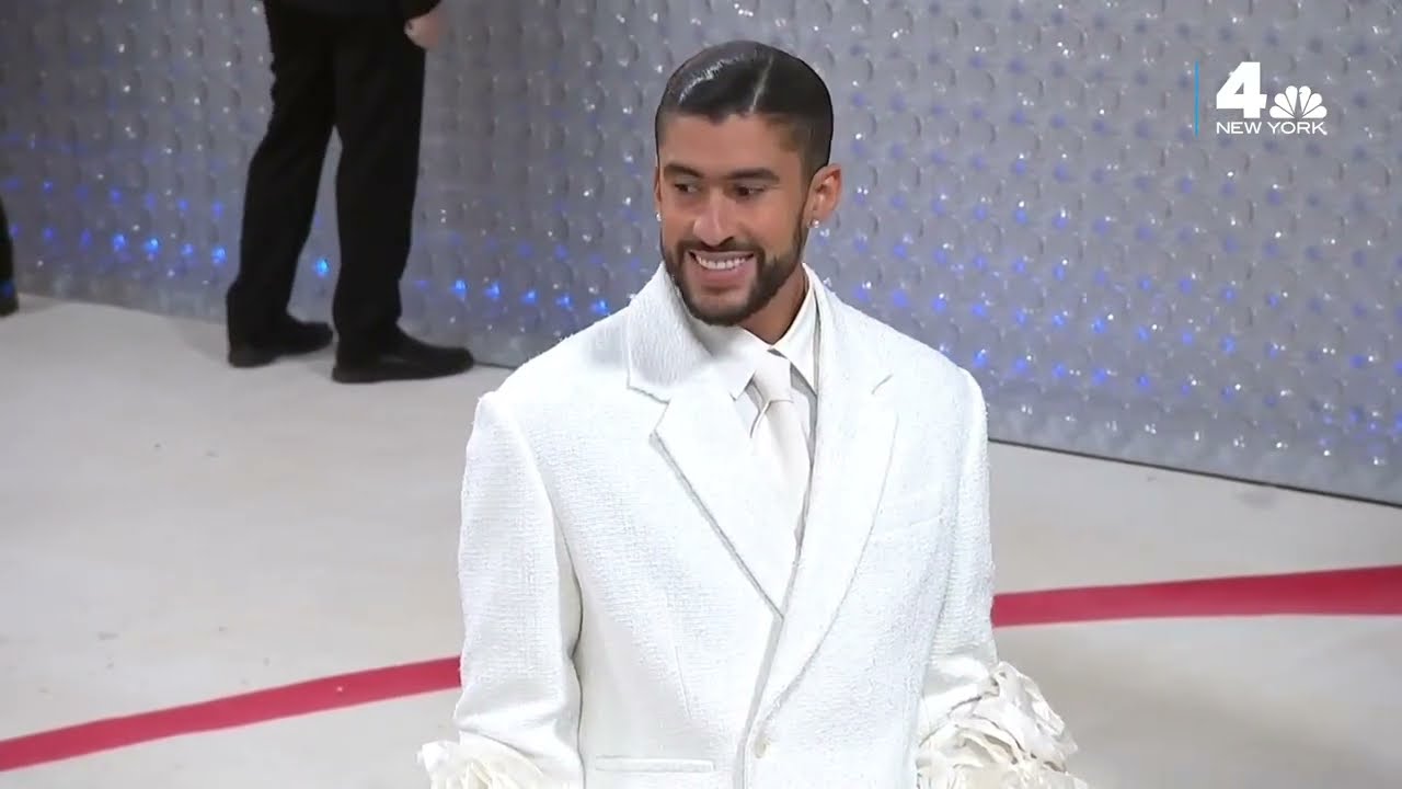 Bad Bunny Stuns Met Gala 2023 in Backless, White Suit Covered in Roses