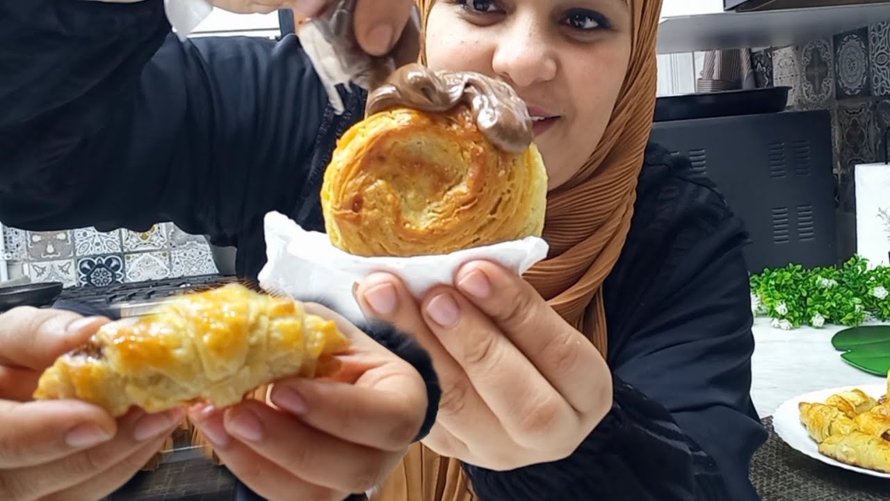 ولا دقيق ولا عجين❌️كرواسون ال10 دقايق مورق ومقرمش😋 بحشوات مختلفه ولذيذه👌🏻