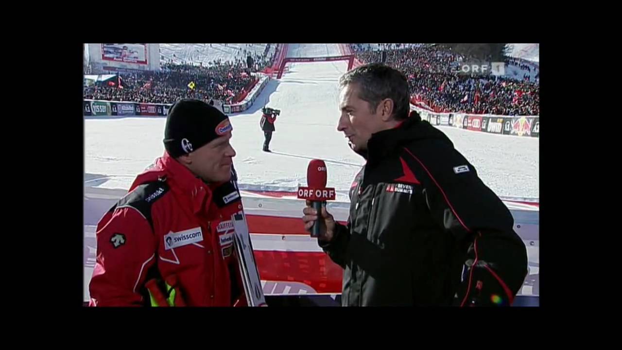 Abfahrt Kitzbühel Streif 2010 - Interview Didier CUCHE ...