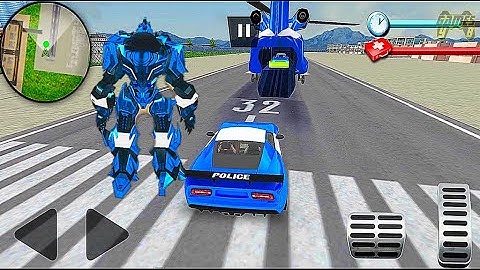 US Police Car Robot Transform Police Plane Transport : Robot Car Games