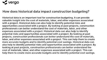 Historical Data & Construction Budgeting