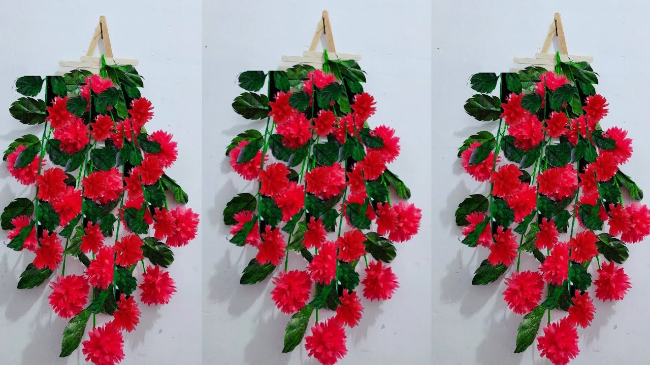 DIY Bunga Gantung Hiasan Dinding dari Plastik Kresek 