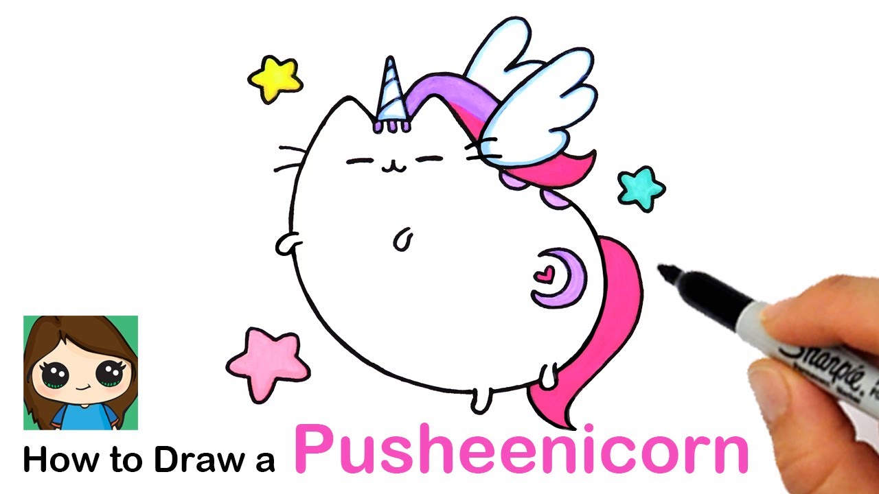 How To Draw A Pusheen Pegasus Unicorn Youtube