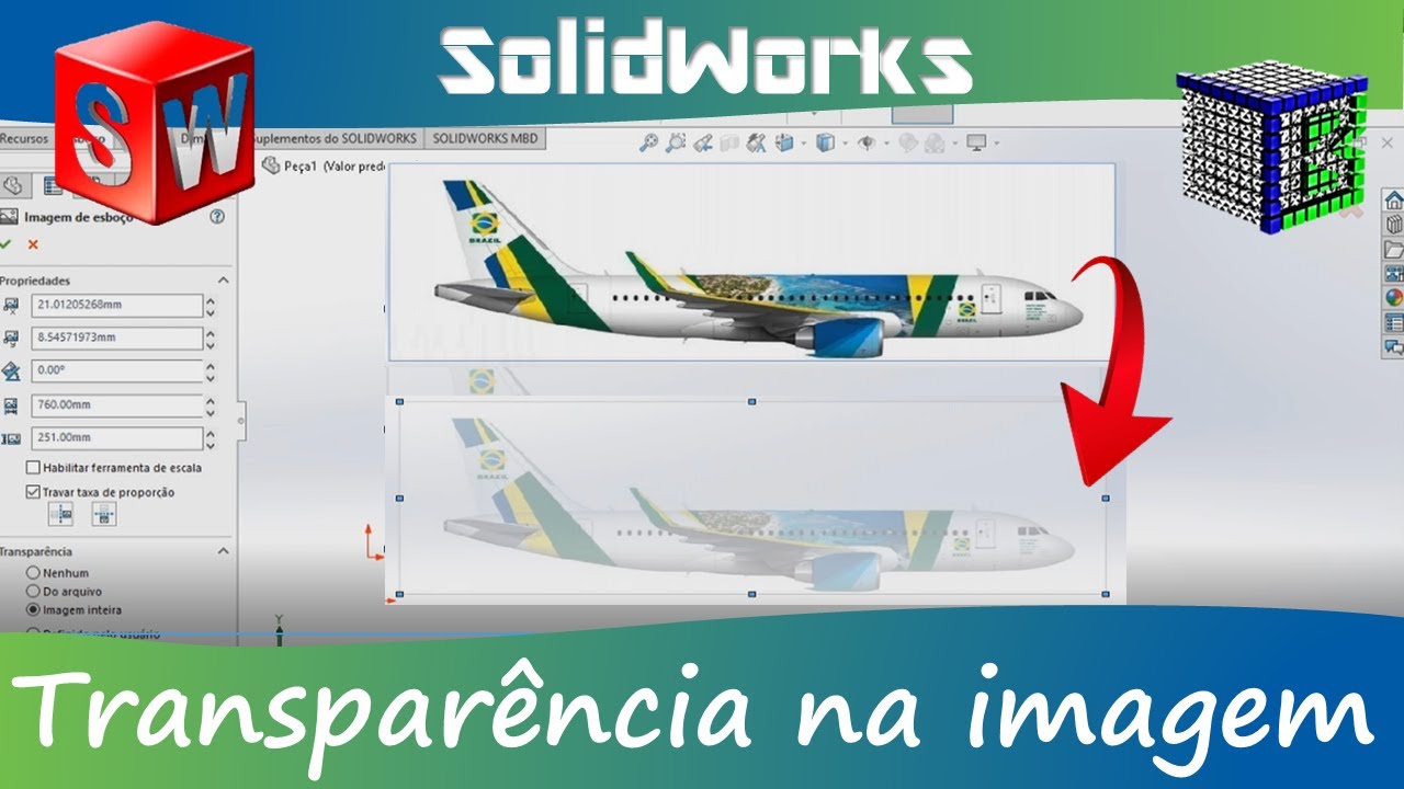 Como deixar a imagem transparente no Solidworks - YouTube