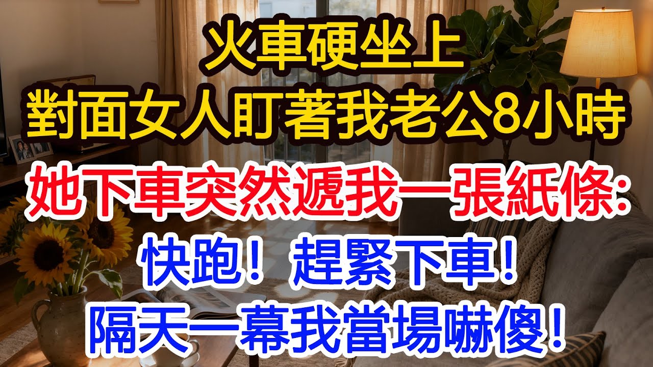 火車上，對面陌生女人盯著我老公8小時，她下車突然遞給我一張紙條：快跑！趕緊下車！隔天一幕我當場嚇傻！#為人處世 #正能量 #故事分享 #生活經驗 #情感