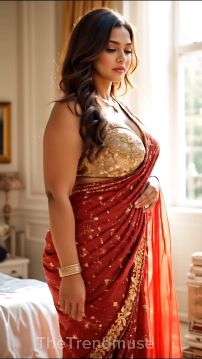 Why Watch This Golden & Red Saree Beauty? | Mesmerizing Elegance You Can’t Ignore 💫 | TheTrendmuse