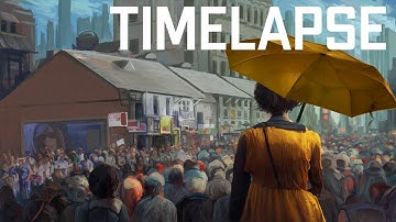 Concept Art Cityscape Heavy Photobash and AI Midjourney Overpaint (Clip Studio Paint) Timelapse