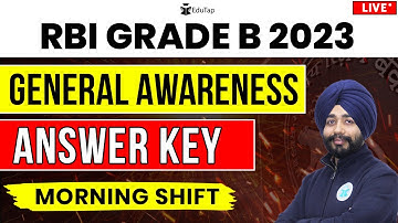🔴 RBI Grade B 2023 Answer Key | RBI 2023 Phase 1 General Awareness Question Paper Analysis EduTap