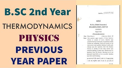 Thermodynamics | Previous Year Paper | B.SC 2nd Year Physics | Download PDF