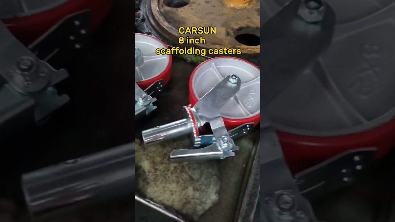 Heavy duty 8 inch cast iron core polyurethane wheel scaffold casters  