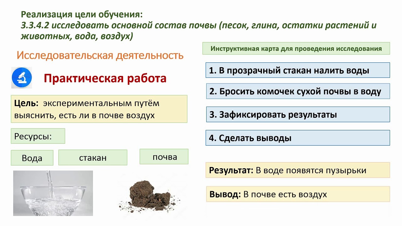 практическая работа исследование состава почвы 3 класс
