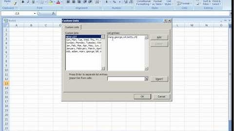 Creating a custom list using Excel 07