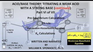 Acid/Base Theory Part VI Titration of Weak Acid with Strong Base Continued (English)