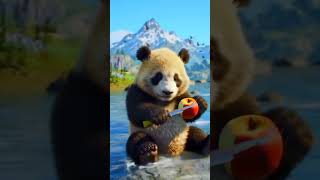 Panda Makan Apel Ditengah Sungai fyp viral viral ai youtubeautomation panda pandavas