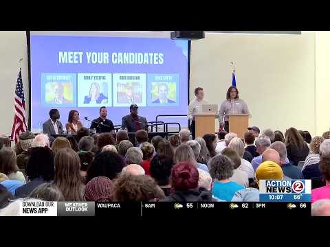 Democratic candidates take questions from young voters during panel at the Appleton Public Librar...
