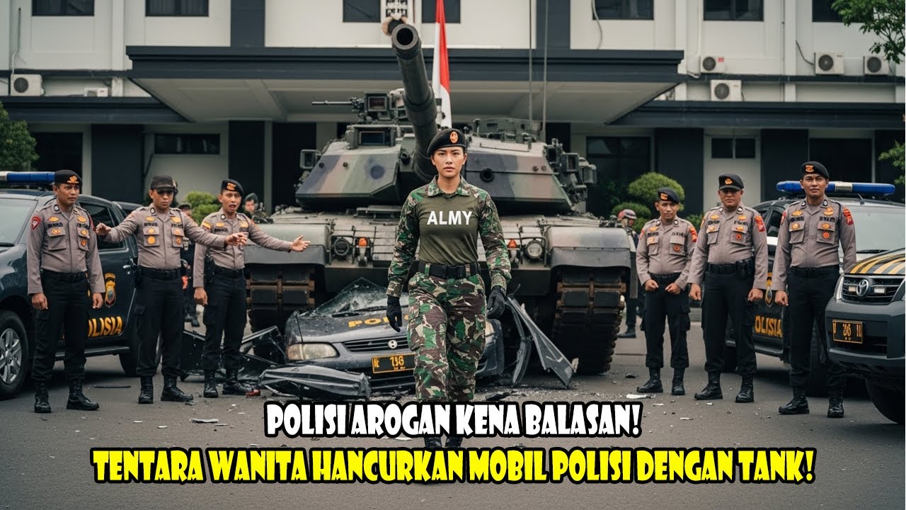 Gak terima diminta uang 5 juta, gadis ini lindas mobil polisi pakai tank‼️Ternyata gadis ini seorang