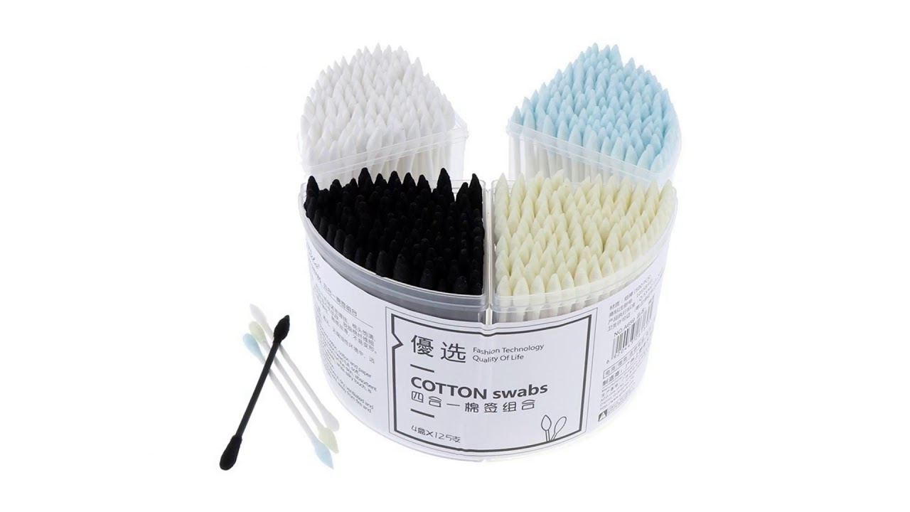 500pcs Double Q-Tip/ Pointed Tip Cotton Swab Ear Cleaner Makeup Cotton Swabs with Storage Case