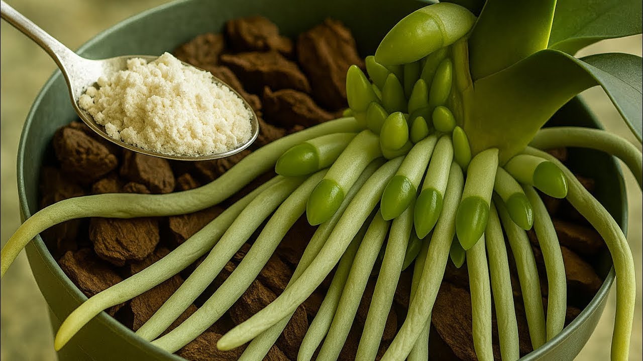 Всего одна ложка! Орхидея внезапно выбрасывает множество цветочных ветвей.