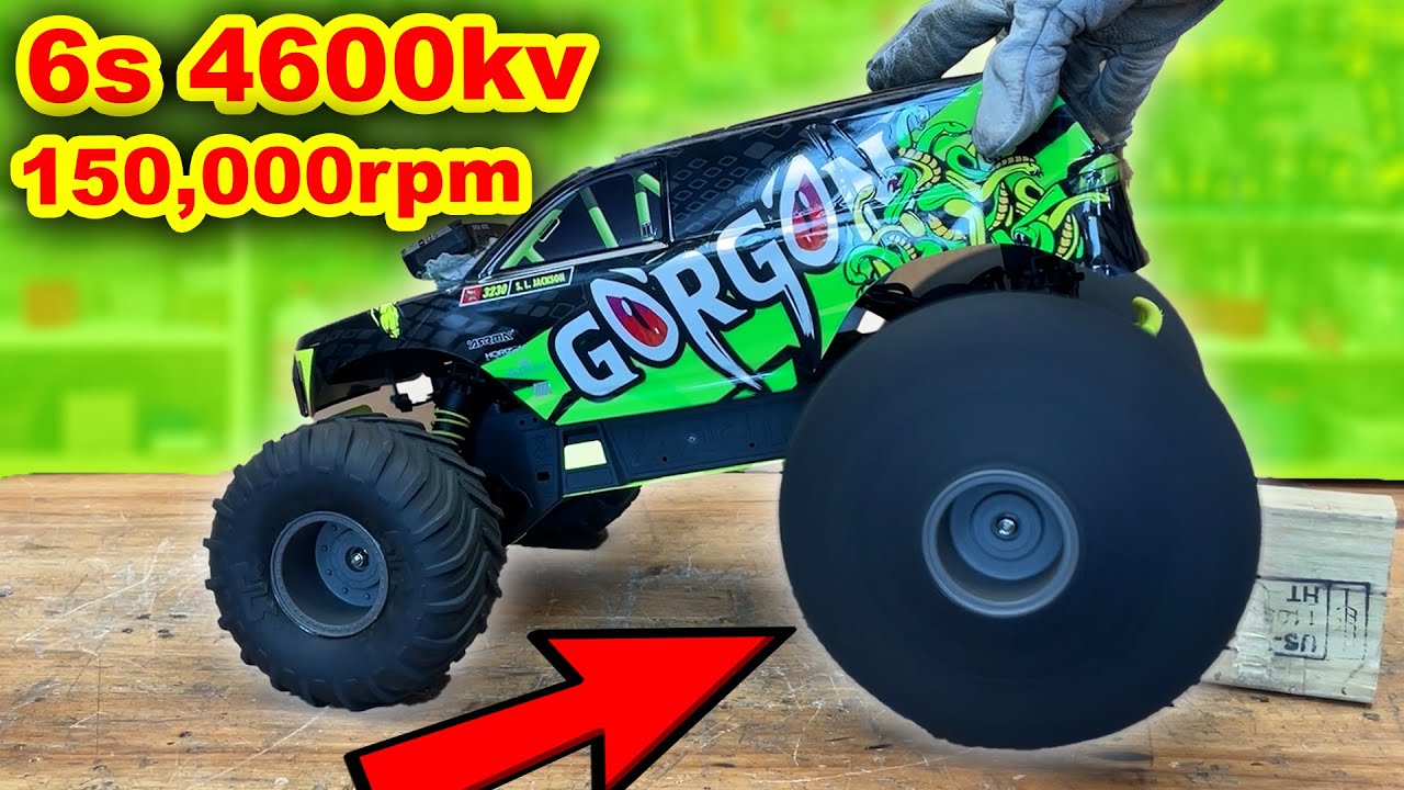 115,000rpm 6s Insanity - RC Car blows wheels off