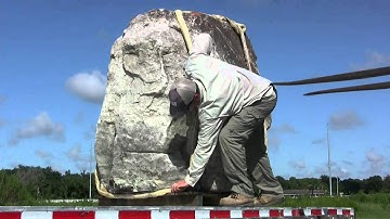 Swimming Pool Construction Tip: How to Move and Strap Large Rock Boulders