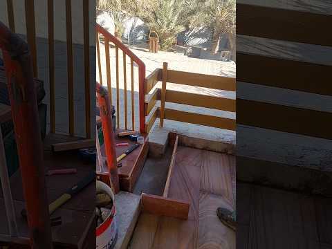 عمل قالب خشبي لعمل درجة من خرسانةللسلم المعلق          